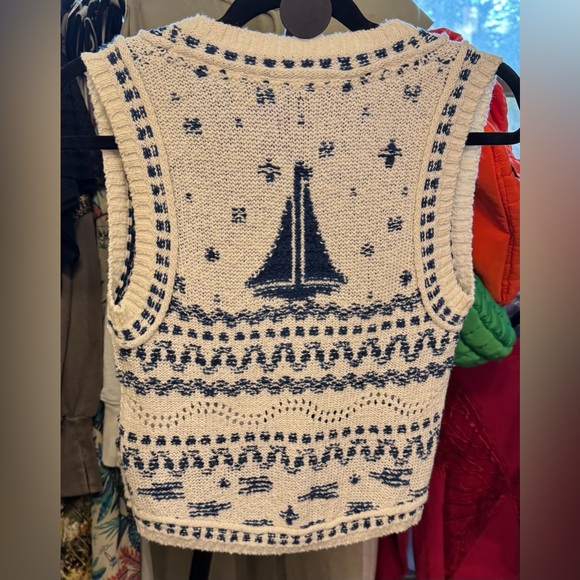NWT Anthropologie Pilcro V-Neck Sailboat Motif Cardigan Sweater Vest - S *SAMPLE - Picture 7 of 9